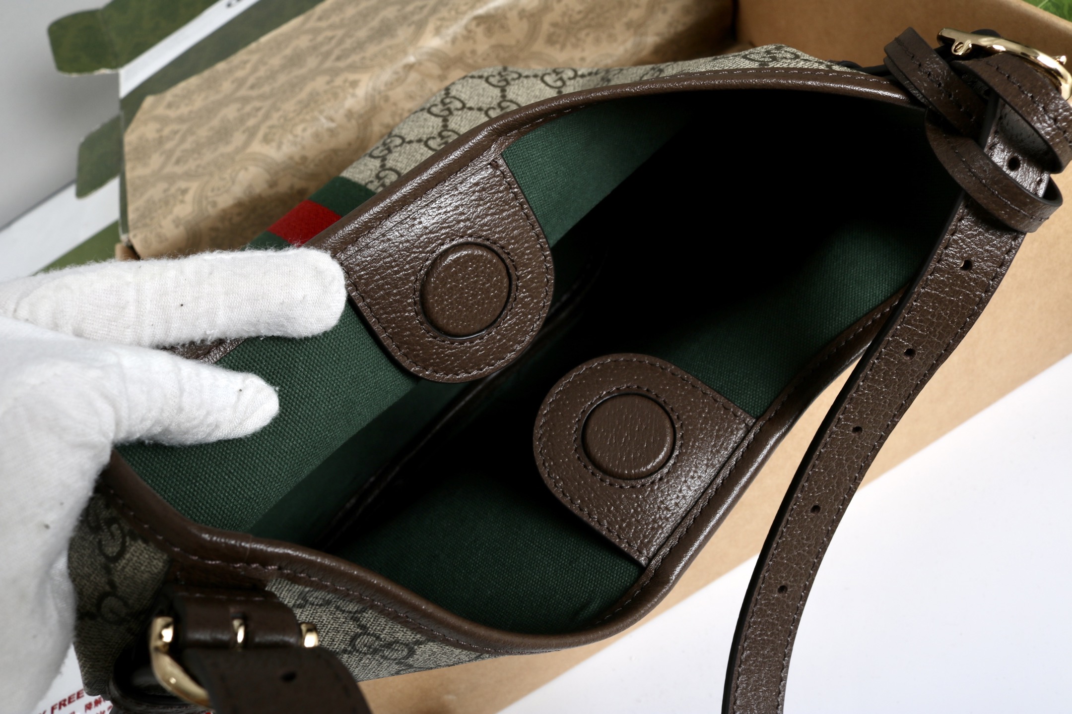 GucciA貨老花水桶包女款GG帆布紅綠織帶復古設計｜歐美奢侈品精品推薦