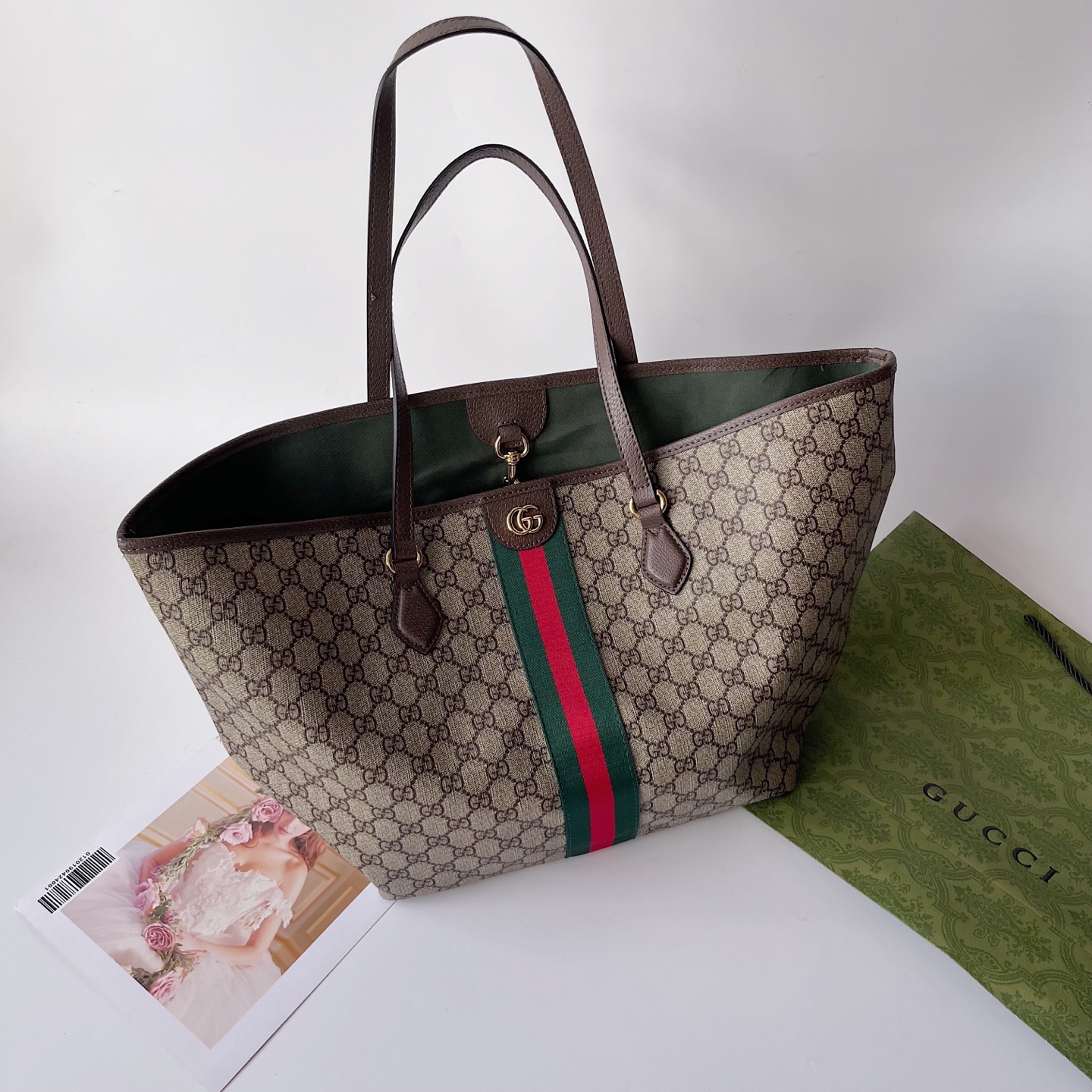 Gucci原單大型托特包女款GG老花帆布大容量通勤手提袋