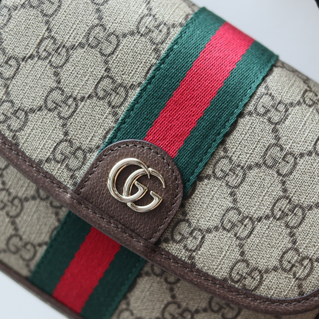 Gucci高仿迷你手提包GG老花復刻紅綠織帶日常斜背兩用｜歐美奢侈品精品推薦