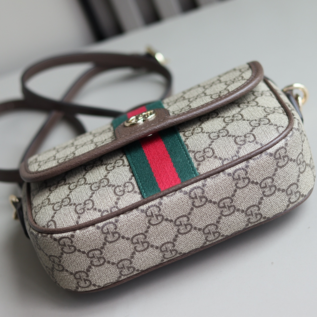 Gucci高仿迷你手提包GG老花復刻紅綠織帶日常斜背兩用｜歐美奢侈品精品推薦
