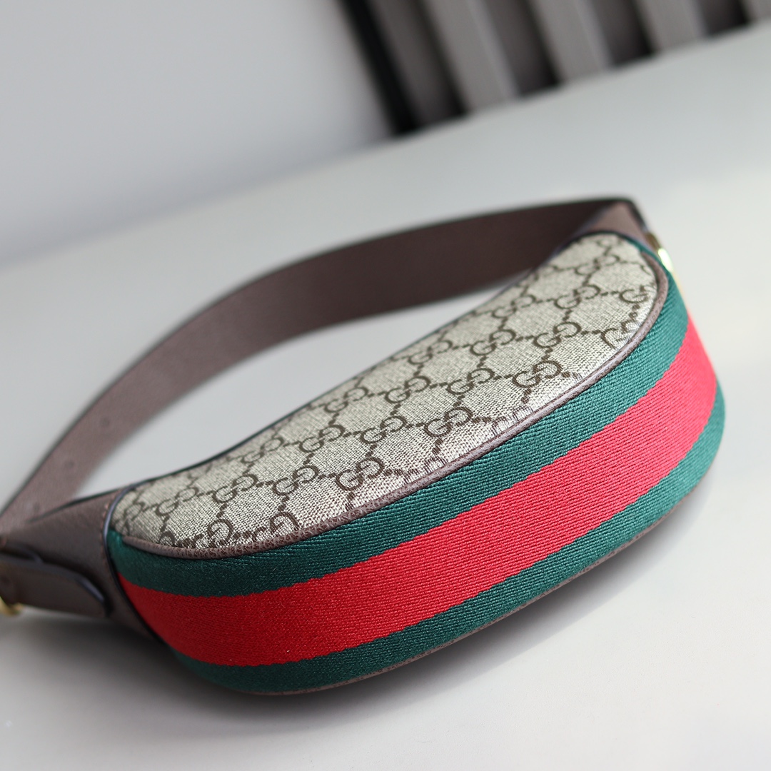 Gucci原單迷你月牙包GG老花帆布復古小包斜背女款｜歐美奢侈品精品推薦