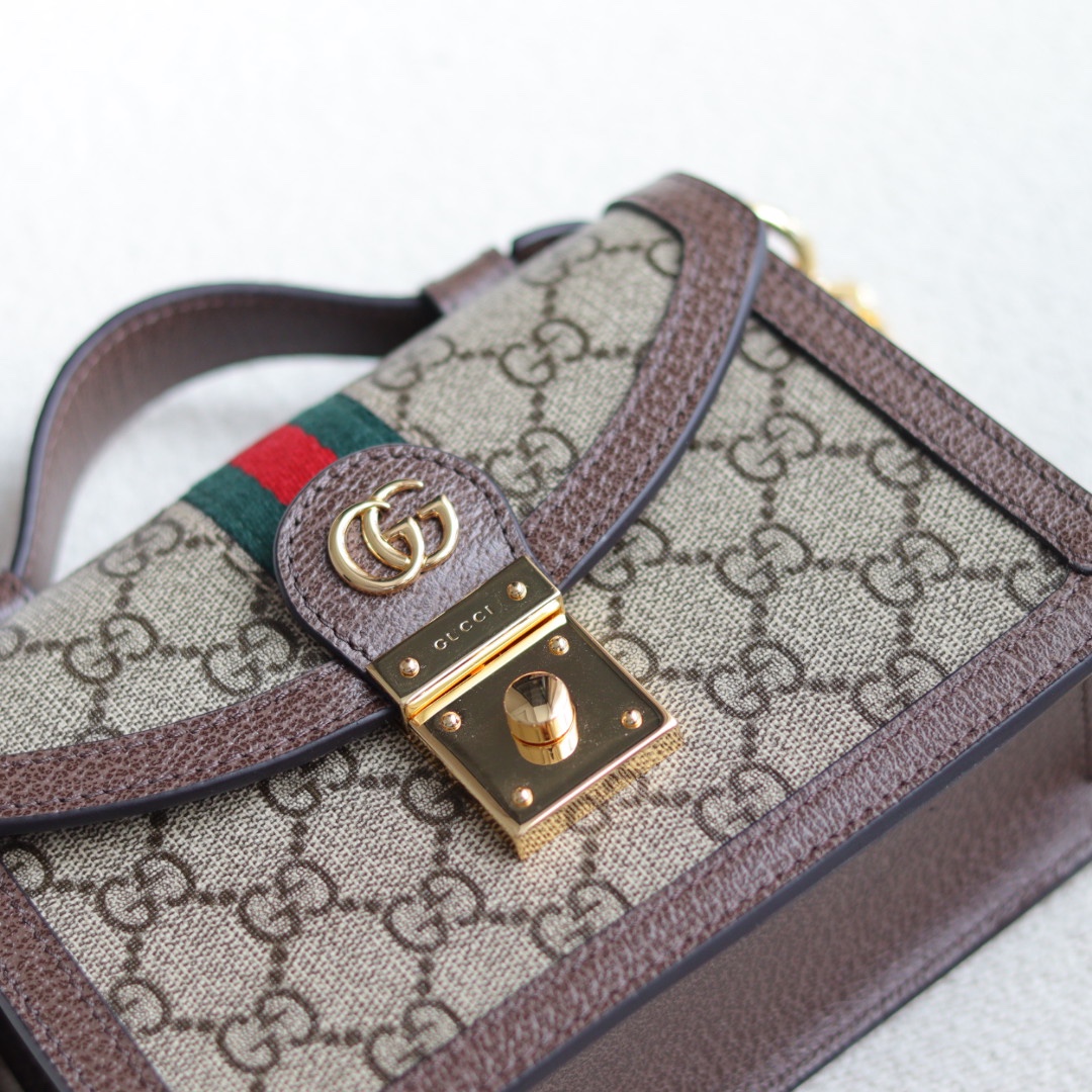 Gucci高仿Ophidia老花鎖頭包 女款精巧鍊帶復古設計｜歐美奢侈品精品推薦