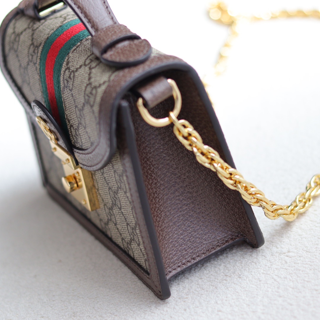 Gucci高仿Ophidia老花鎖頭包 女款精巧鍊帶復古設計｜歐美奢侈品精品推薦