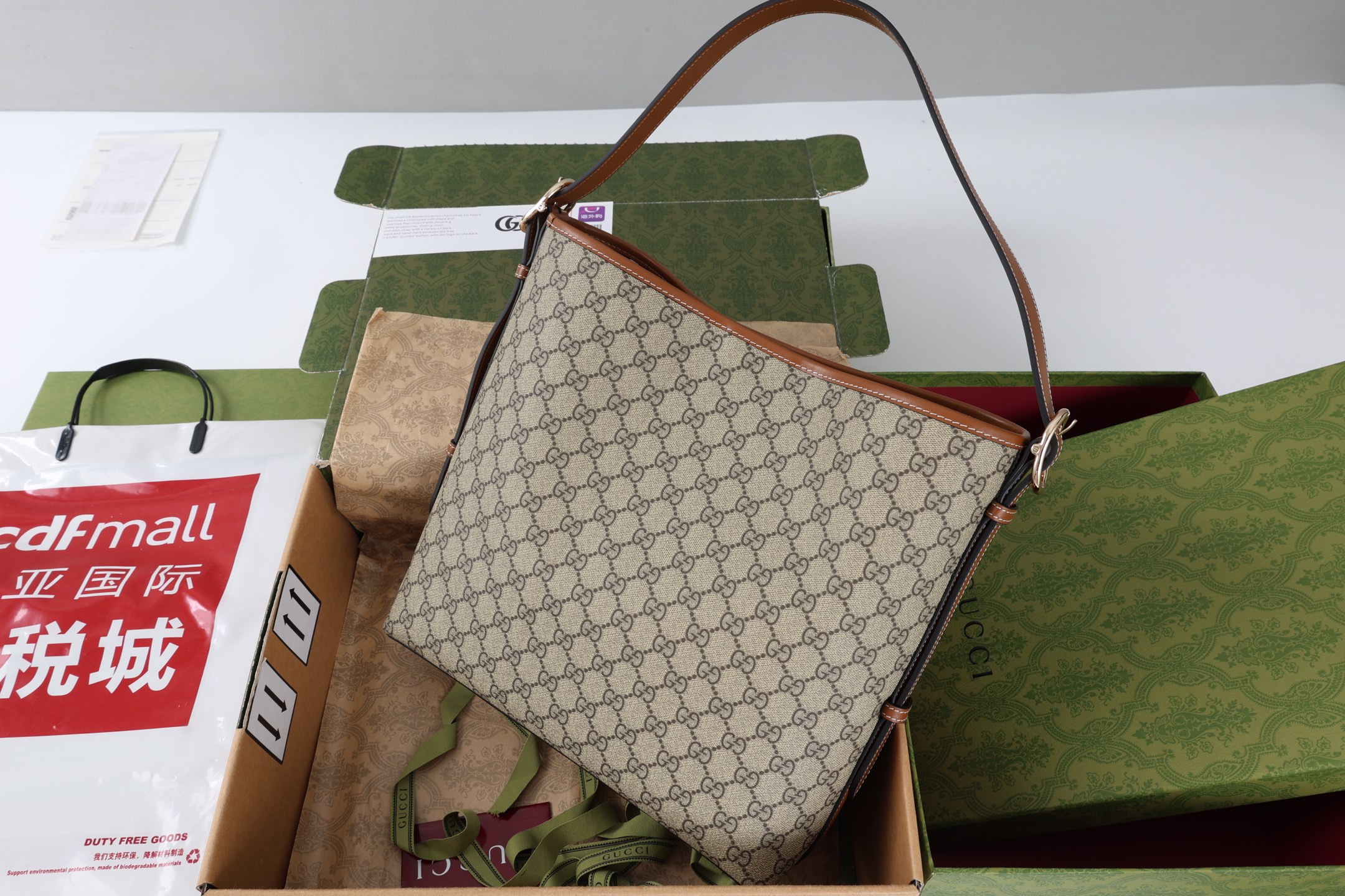 Gucci原單Ophidia老花肩背包 棕皮滾邊復古設計通勤推薦