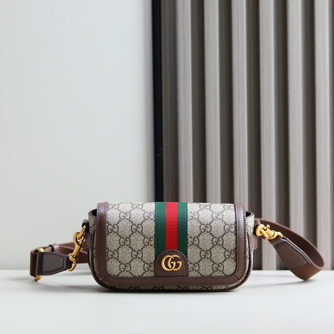 Gucci高仿Ophidia老花腰包 小巧百搭斜背輕便設計