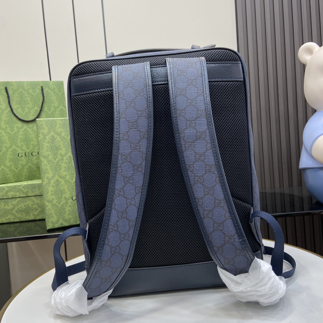 Gucci高仿深藍老花後背包 大容量商務旅行首選｜歐美奢侈品精品推薦