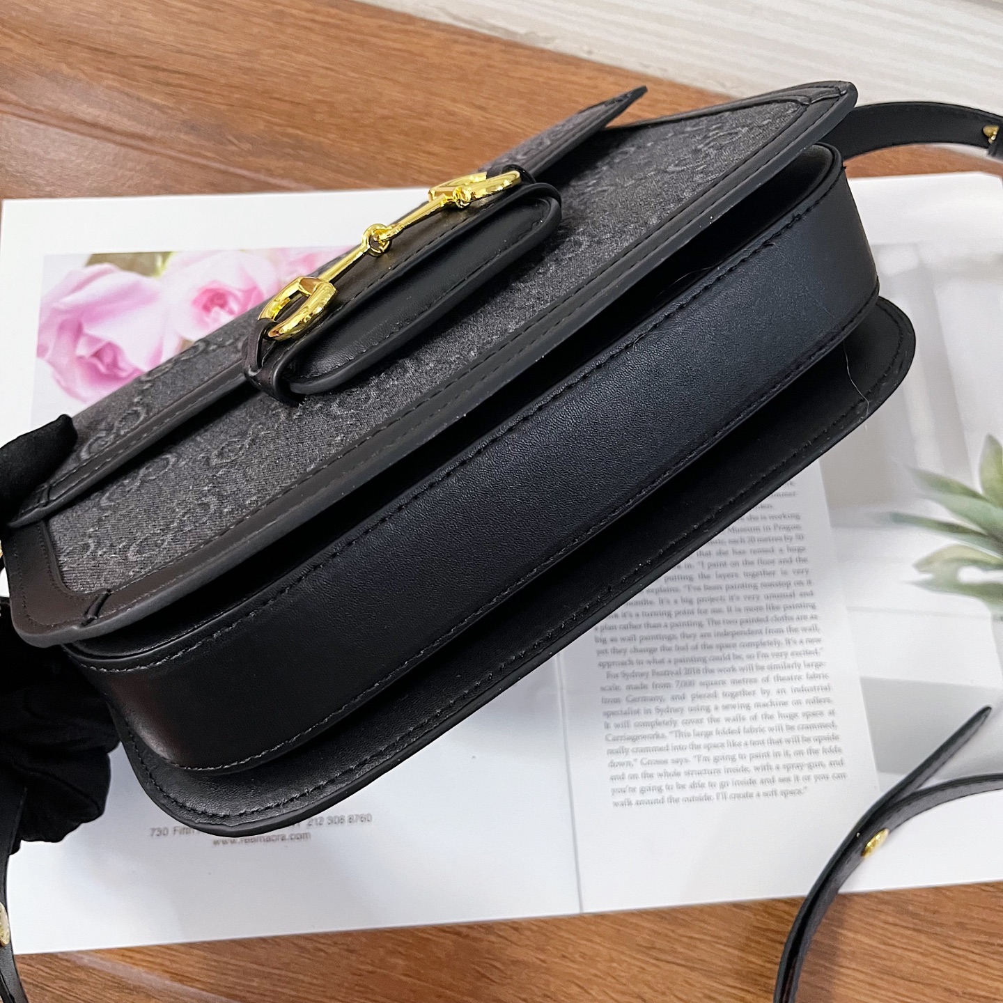 Gucci高仿黑色Horsebit 1955單肩包 壓紋老花金扣款｜歐美奢侈品精品推薦