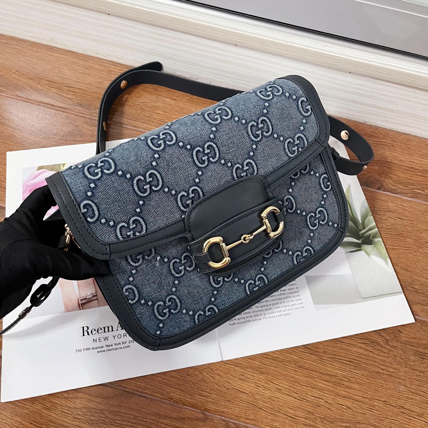 Gucci一比一Horsebit 1955丹寧老花包 經典復刻藍灰款|超A仿原單精品圖片 14 Gucci一比一Horsebit 1955丹寧老花包 經典復刻藍灰款|歐美奢侈品精品推薦
