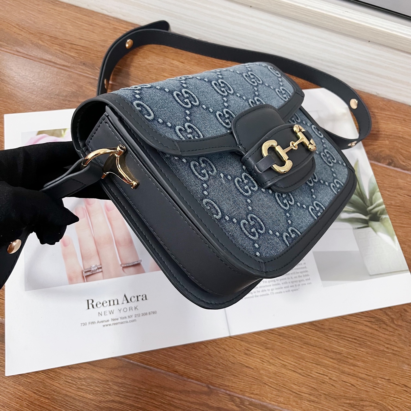 Gucci一比一Horsebit 1955丹寧老花包 經典復刻藍灰款|超A仿原單精品圖片 13 Gucci一比一Horsebit 1955丹寧老花包 經典復刻藍灰款|歐美奢侈品精品推薦