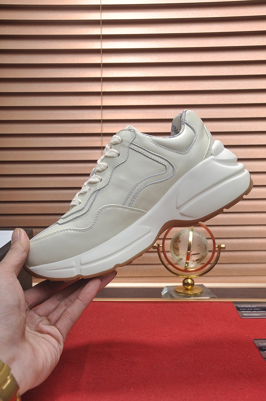 Gucci一比一男士NY標厚底運動鞋 米白經典配色簡約有型｜歐美奢侈品精品推薦