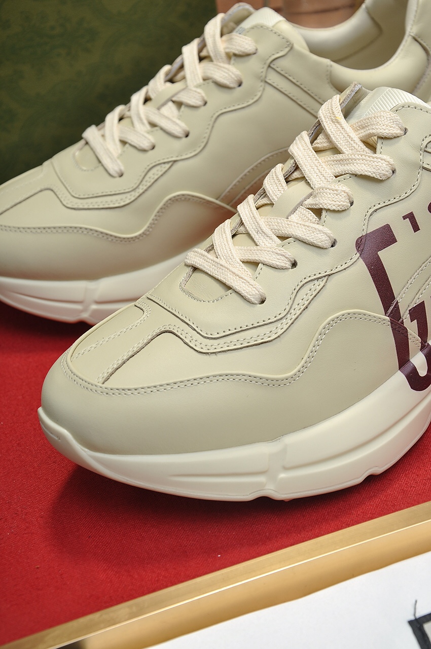 Gucci原單男款1921復古印花運動鞋 奢華米白色系百搭款｜歐美奢侈品精品推薦