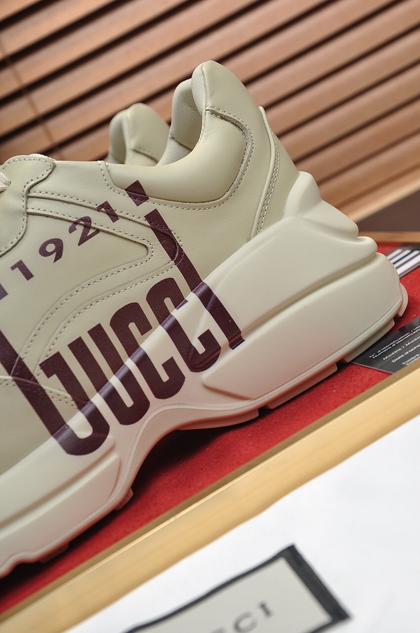 Gucci原單男款1921復古印花運動鞋 奢華米白色系百搭款｜歐美奢侈品精品推薦