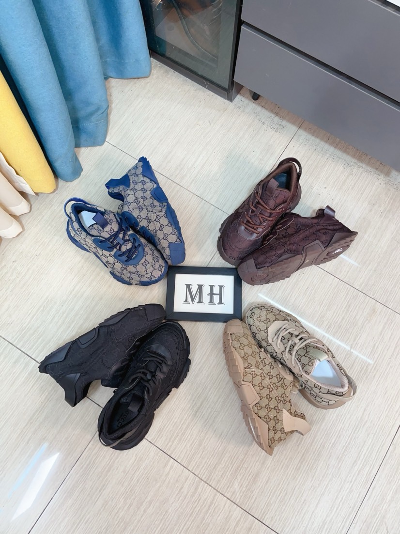 Gucci高仿藍色老花男士運動鞋 經典帆布材質厚底款式｜歐美奢侈品精品推薦