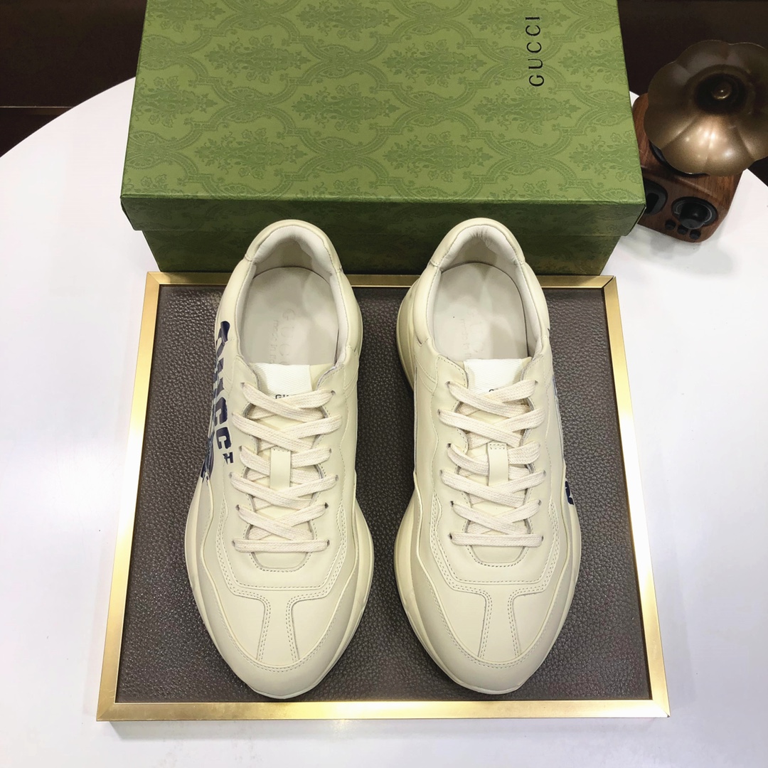 Gucci高仿NOW字樣男士米白厚底運動鞋 低調街頭復刻設計｜歐美奢侈品精品推薦