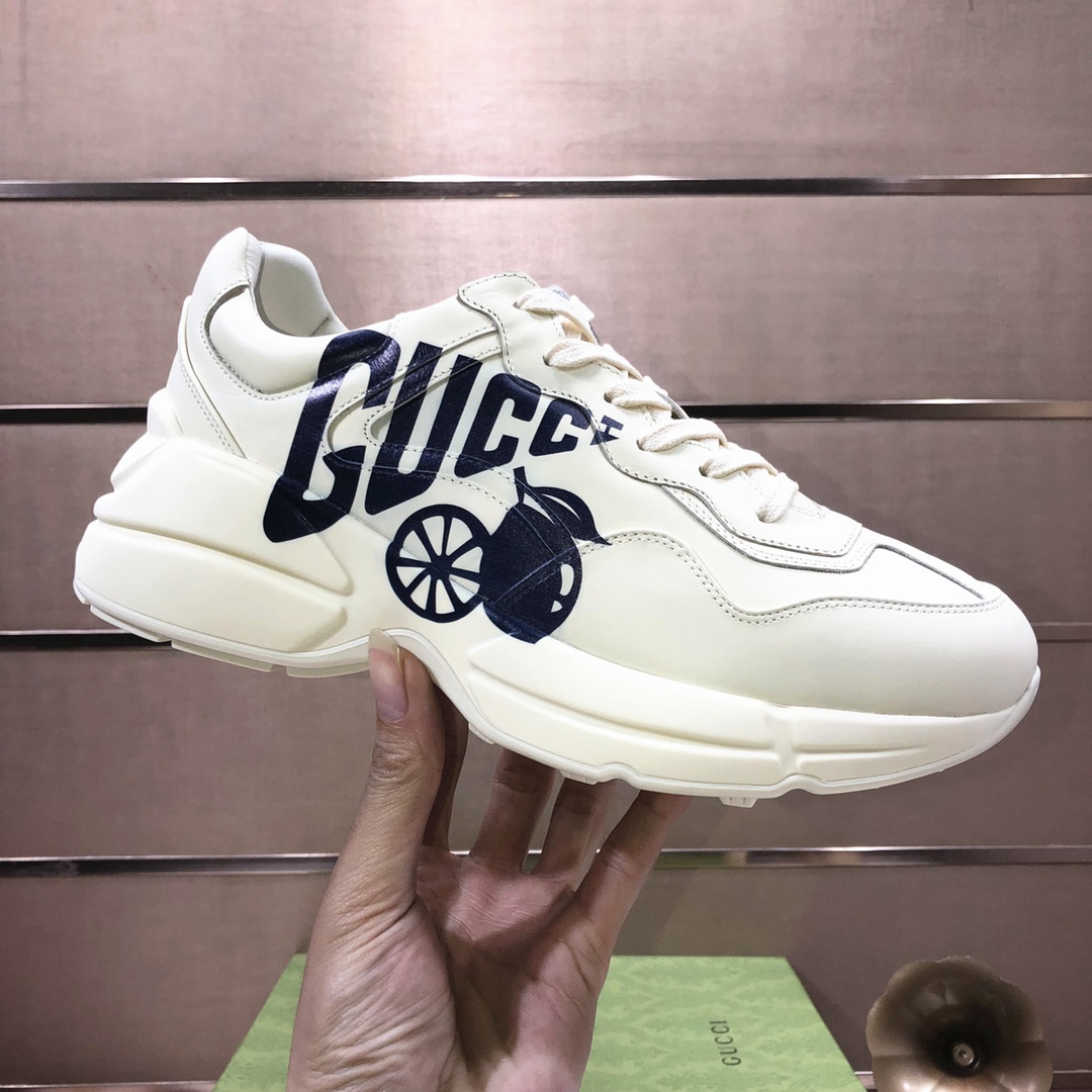 Gucci高仿NOW字樣男士米白厚底運動鞋 低調街頭復刻設計｜歐美奢侈品精品推薦