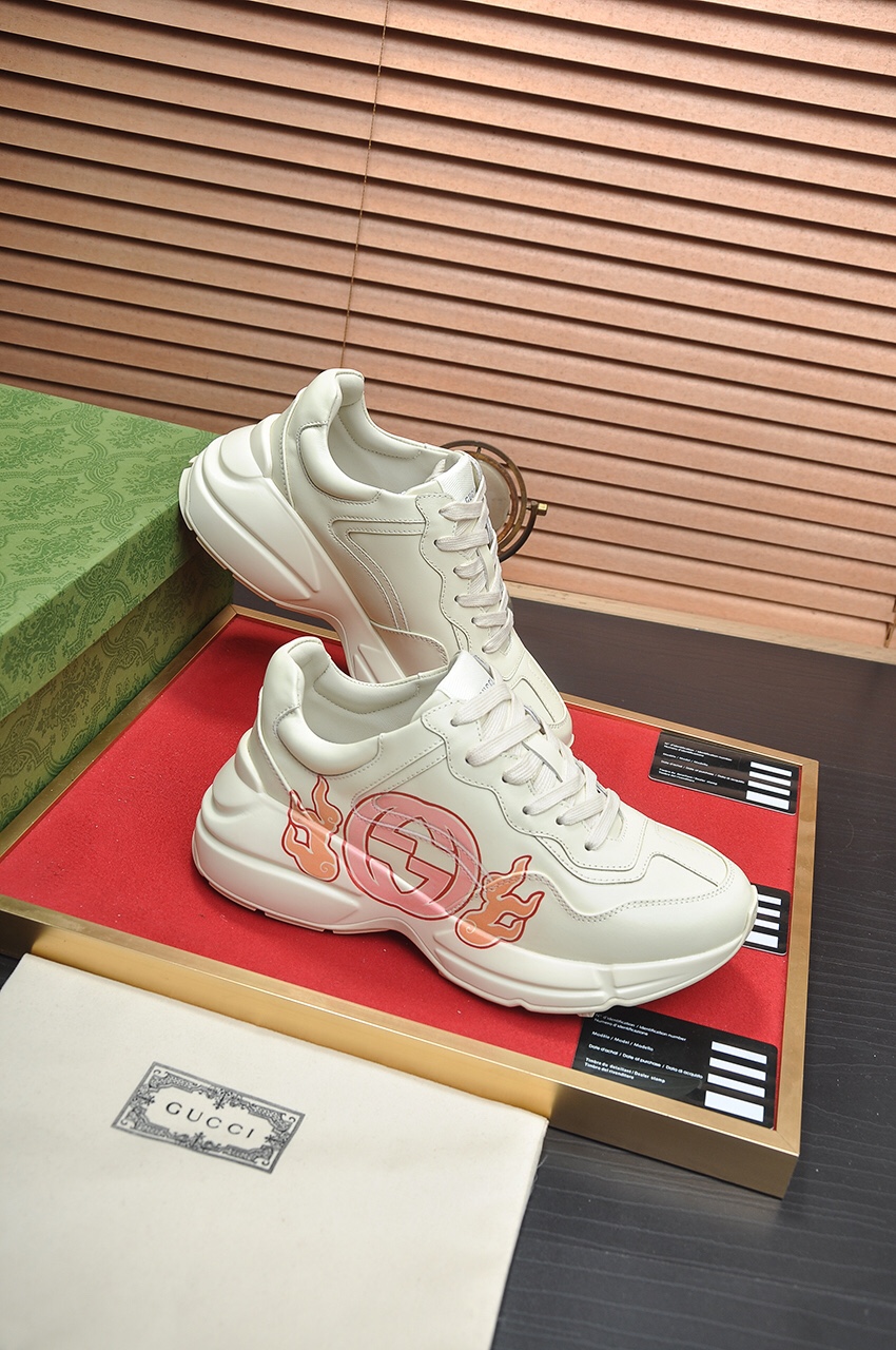 Gucci高仿火焰標誌男士厚底運動鞋 米白配紅橘潮流款|超A仿原單精品圖片 10 Gucci高仿火焰標誌男士厚底運動鞋 米白配紅橘潮流款|歐美奢侈品精品推薦