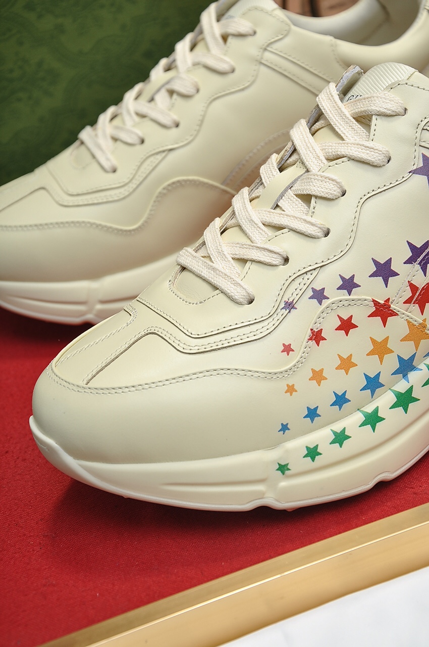 Gucci高仿彩虹星星男款運動鞋 色彩鮮明設計厚底款｜歐美奢侈品精品推薦