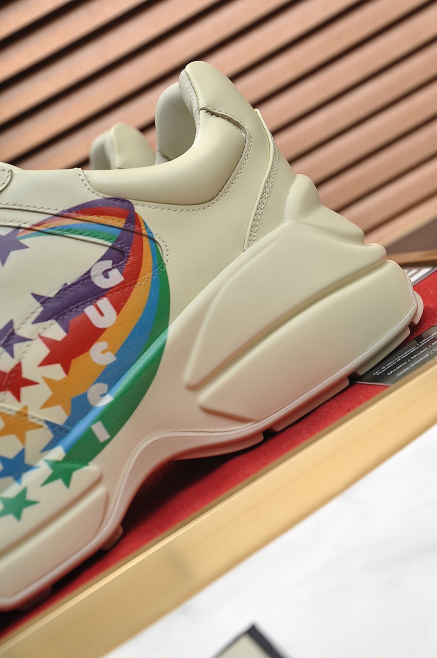 Gucci高仿彩虹星星男款運動鞋 色彩鮮明設計厚底款｜歐美奢侈品精品推薦