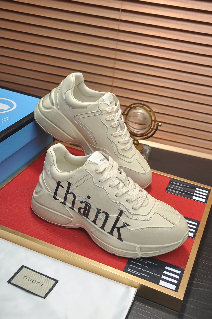 Gucci高仿thank字樣男士復古運動鞋 厚底簡約設計款式｜歐美奢侈品精品推薦