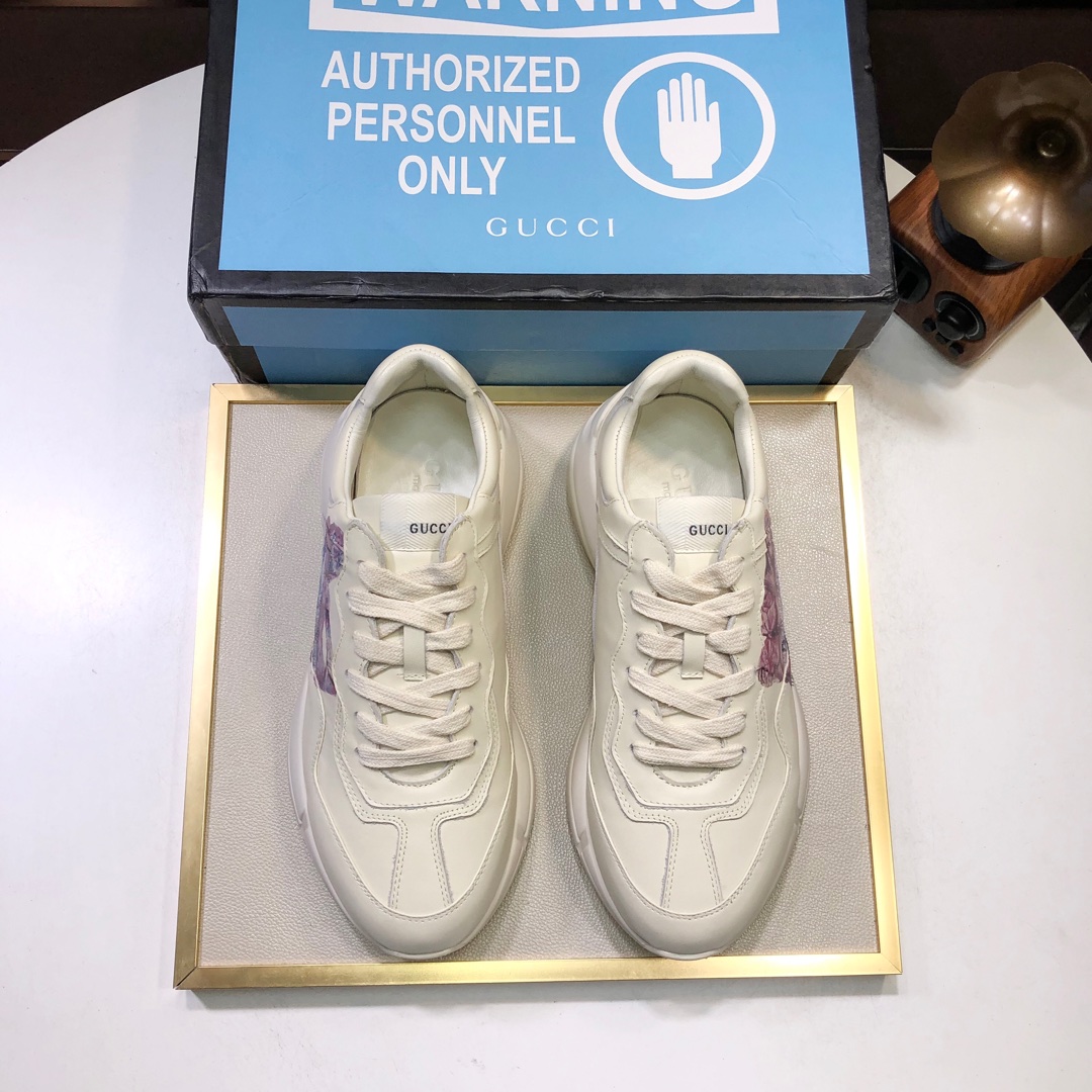 Gucci一比一貓咪圖樣男款復古運動鞋 創意可愛厚底設計｜歐美奢侈品精品推薦