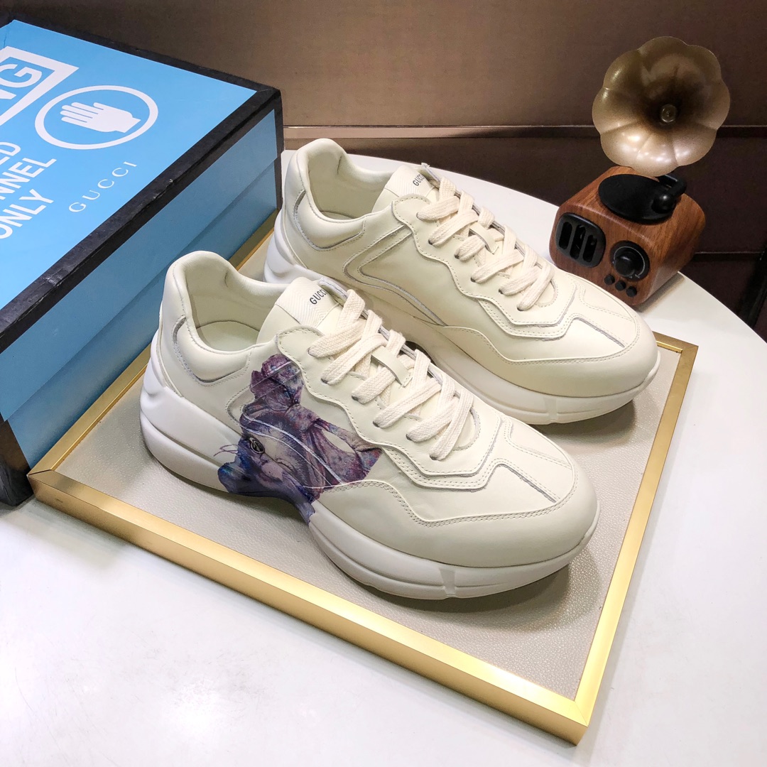 Gucci一比一貓咪圖樣男款復古運動鞋 創意可愛厚底設計｜歐美奢侈品精品推薦