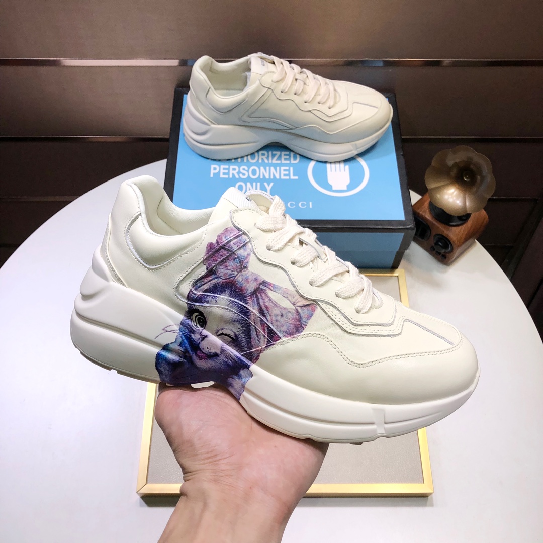 Gucci一比一貓咪圖樣男款復古運動鞋 創意可愛厚底設計｜歐美奢侈品精品推薦