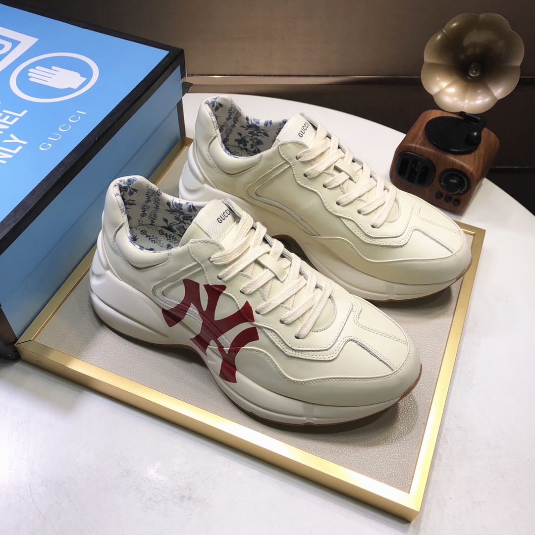 Gucci原單紅色NY標男士運動鞋 厚底舒適復刻休閒款