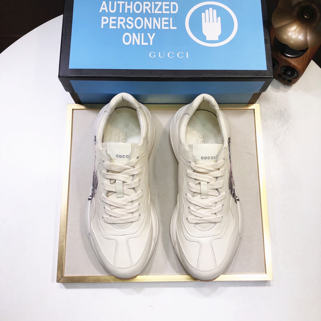 Gucci一比一雙馬圖騰男士厚底鞋 品牌塗鴉風格運動款｜歐美奢侈品精品推薦