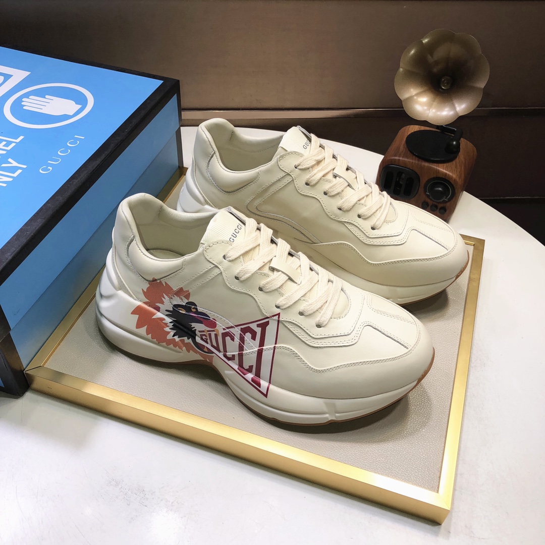 Gucci原單狼頭圖樣男士運動鞋 閃電元素潮流復刻設計