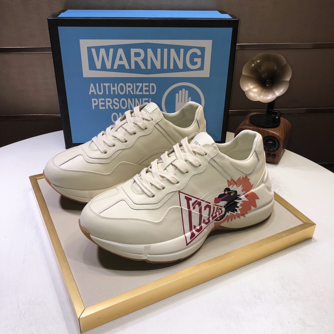 Gucci原單狼頭圖樣男士運動鞋 閃電元素潮流復刻設計｜歐美奢侈品精品推薦