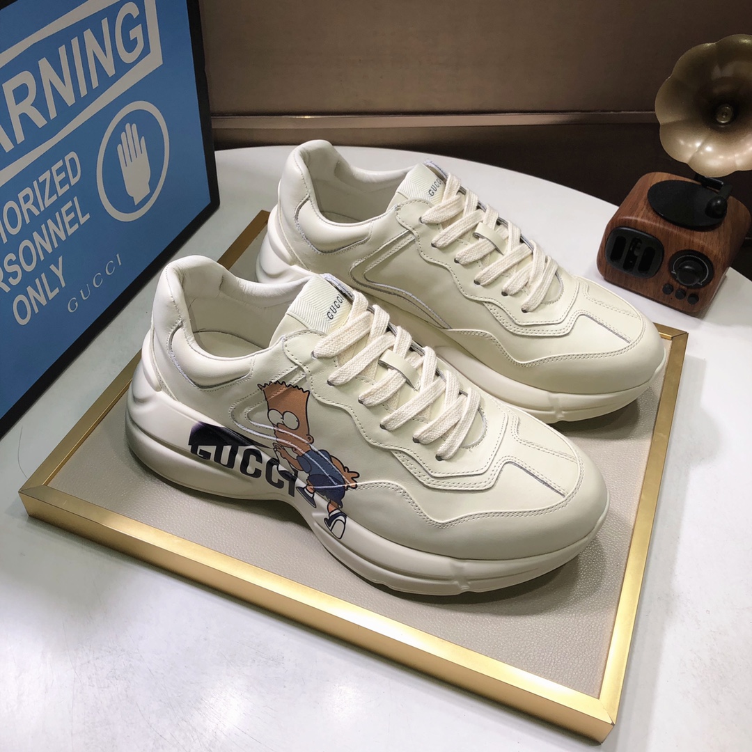 Gucci一比一辛普森男款塗鴉運動鞋 潮流動漫風厚底鞋