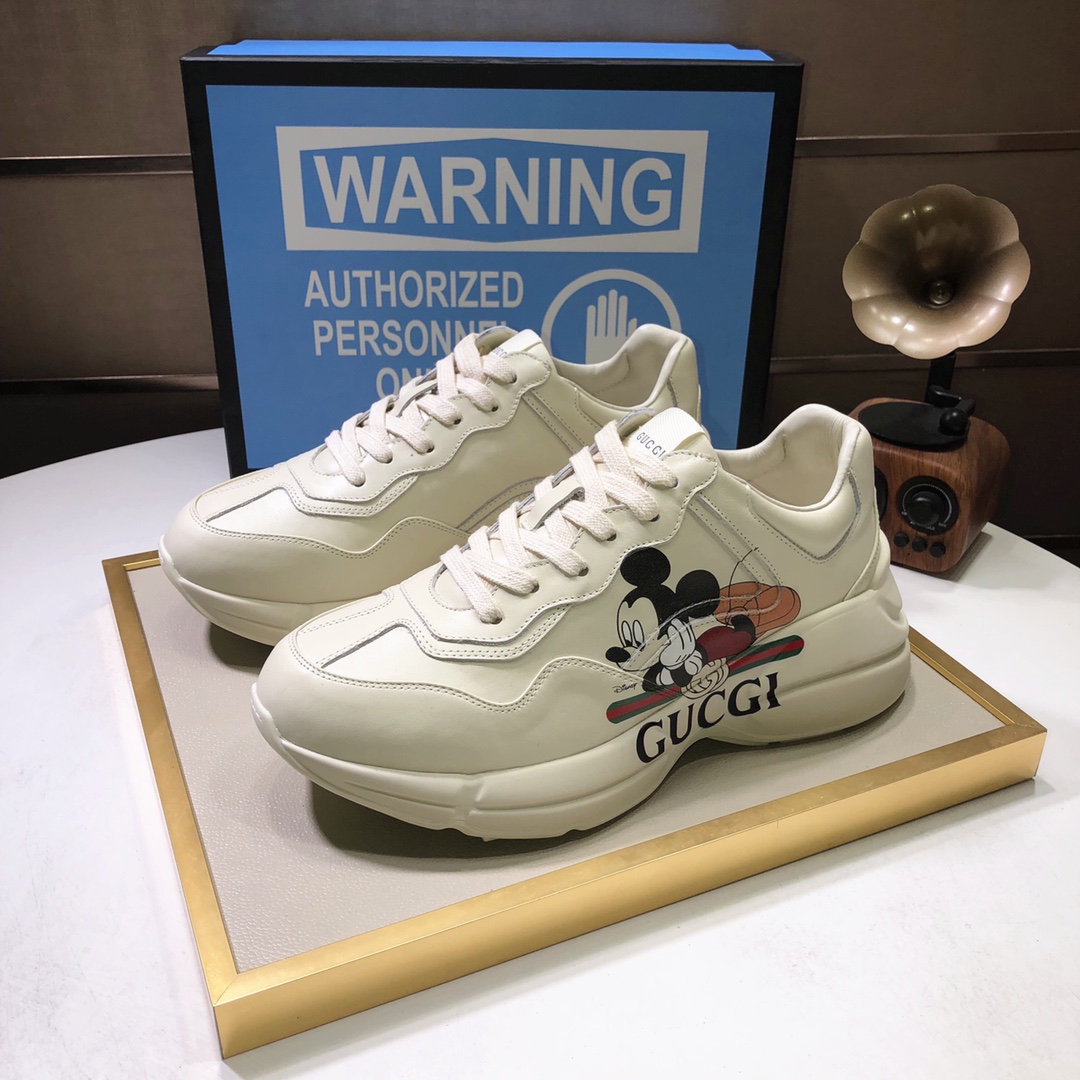 Gucci原單米奇漢堡聯名男士厚底鞋 趣味復刻潮流設計