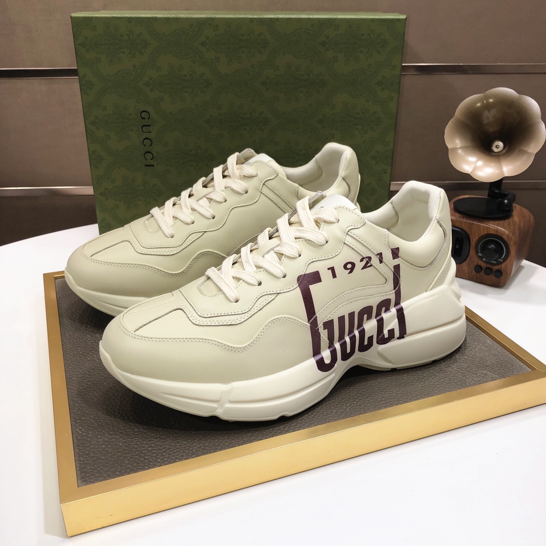 Gucci高仿1921紀念Logo復古男鞋 復刻原創風格標誌鞋