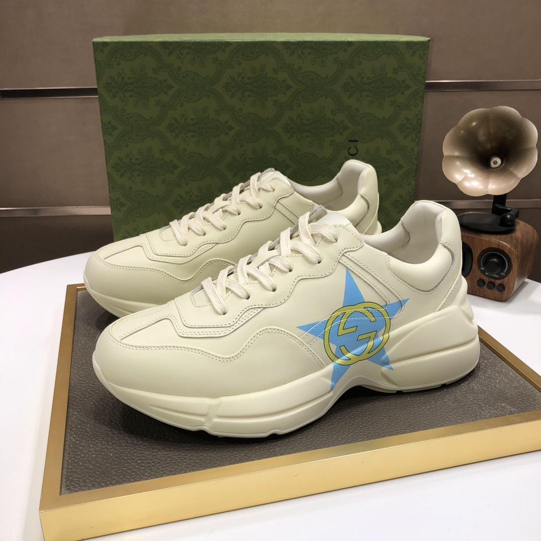 Gucci高仿男款潮鞋 藍星GG厚底運動休閒鞋百搭新作