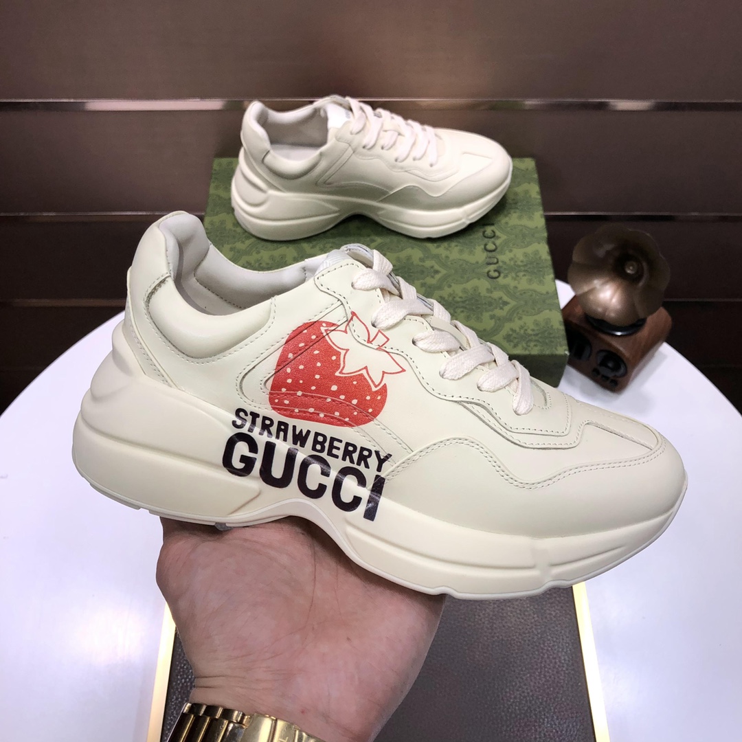 Gucci原單男士草莓印花鞋款 經典LOGO甜感街頭百搭鞋｜歐美奢侈品精品推薦