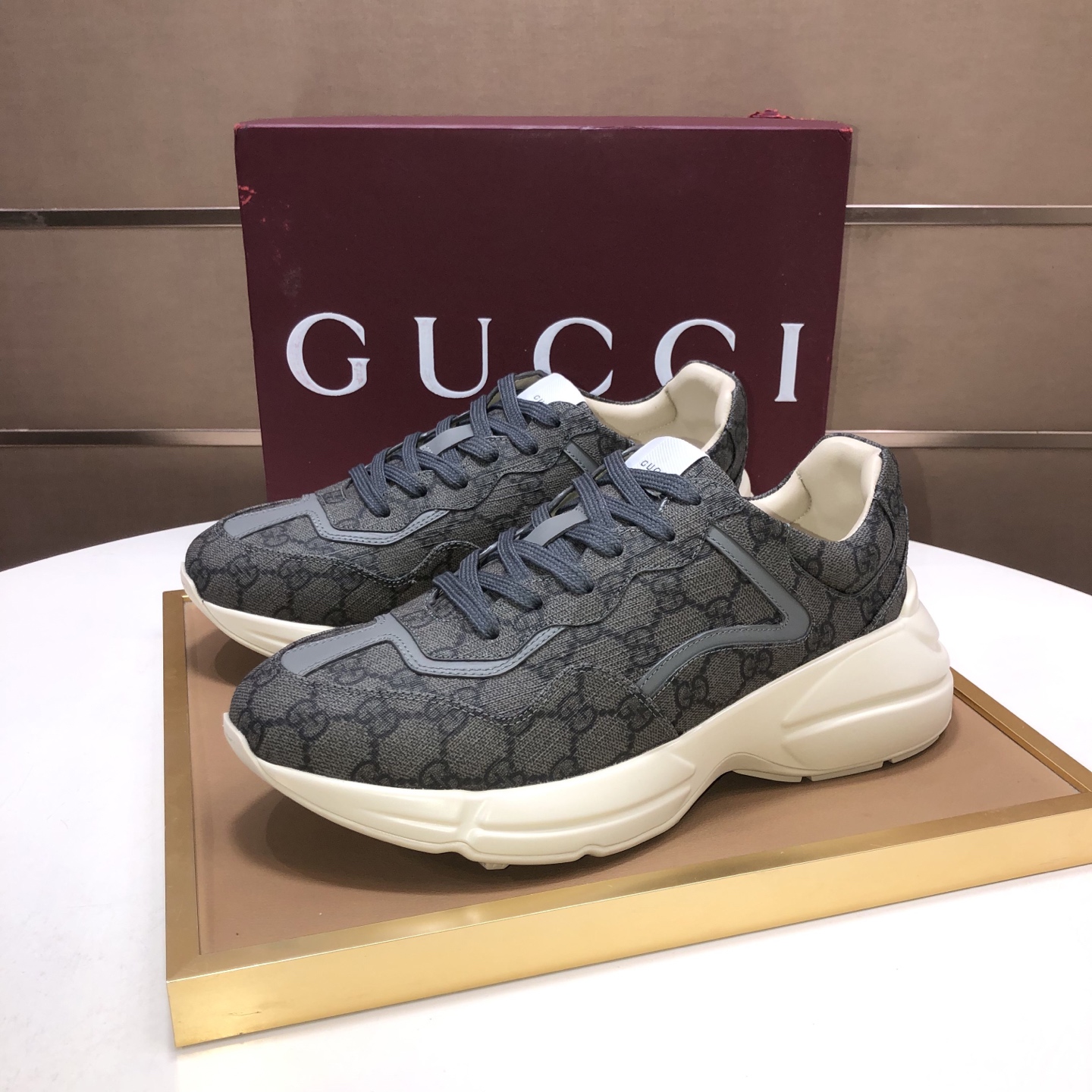 Gucci A貨男款GG老花運動鞋 奶白厚底設計復古休閒風|超A仿原單精品圖片 13 Gucci A貨男款GG老花運動鞋 奶白厚底設計復古休閒風|歐美奢侈品精品推薦