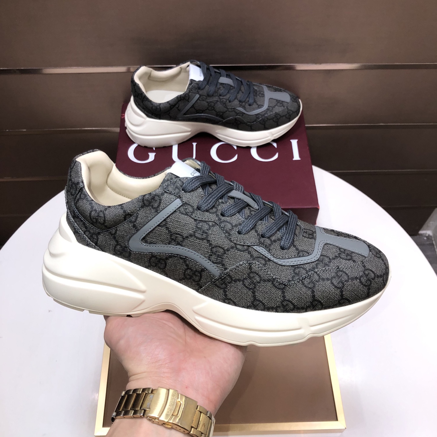 Gucci A貨男款GG老花運動鞋 奶白厚底設計復古休閒風|超A仿原單精品圖片 11 Gucci A貨男款GG老花運動鞋 奶白厚底設計復古休閒風|歐美奢侈品精品推薦