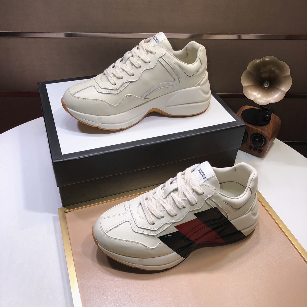 Gucci高仿男鞋 紅綠閃電老爹鞋 奶油白厚底設計經典款|超A仿原單精品圖片 11 Gucci高仿男鞋 紅綠閃電老爹鞋 奶油白厚底設計經典款|歐美奢侈品精品推薦