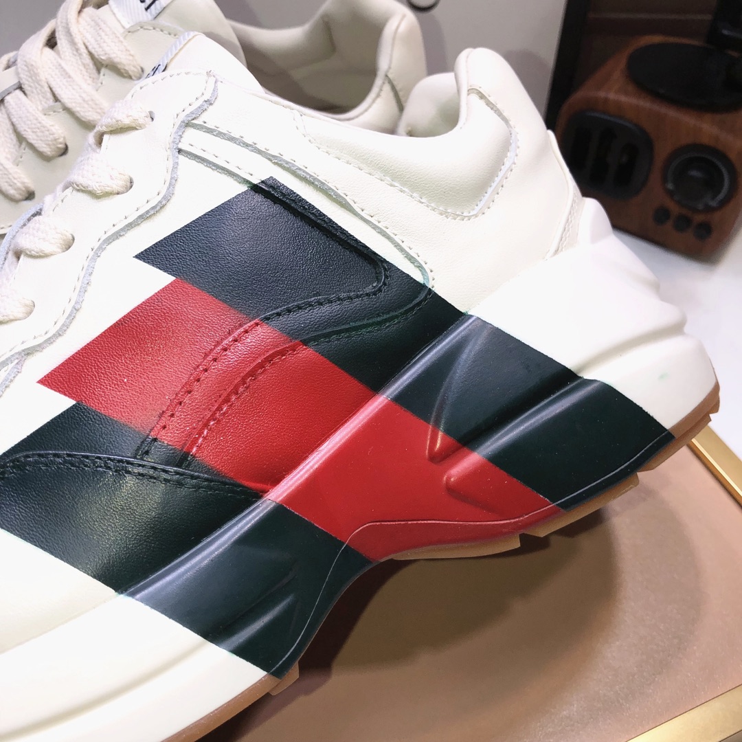 Gucci高仿男鞋 紅綠閃電老爹鞋 奶油白厚底設計經典款|超A仿原單精品圖片 9 Gucci高仿男鞋 紅綠閃電老爹鞋 奶油白厚底設計經典款|歐美奢侈品精品推薦