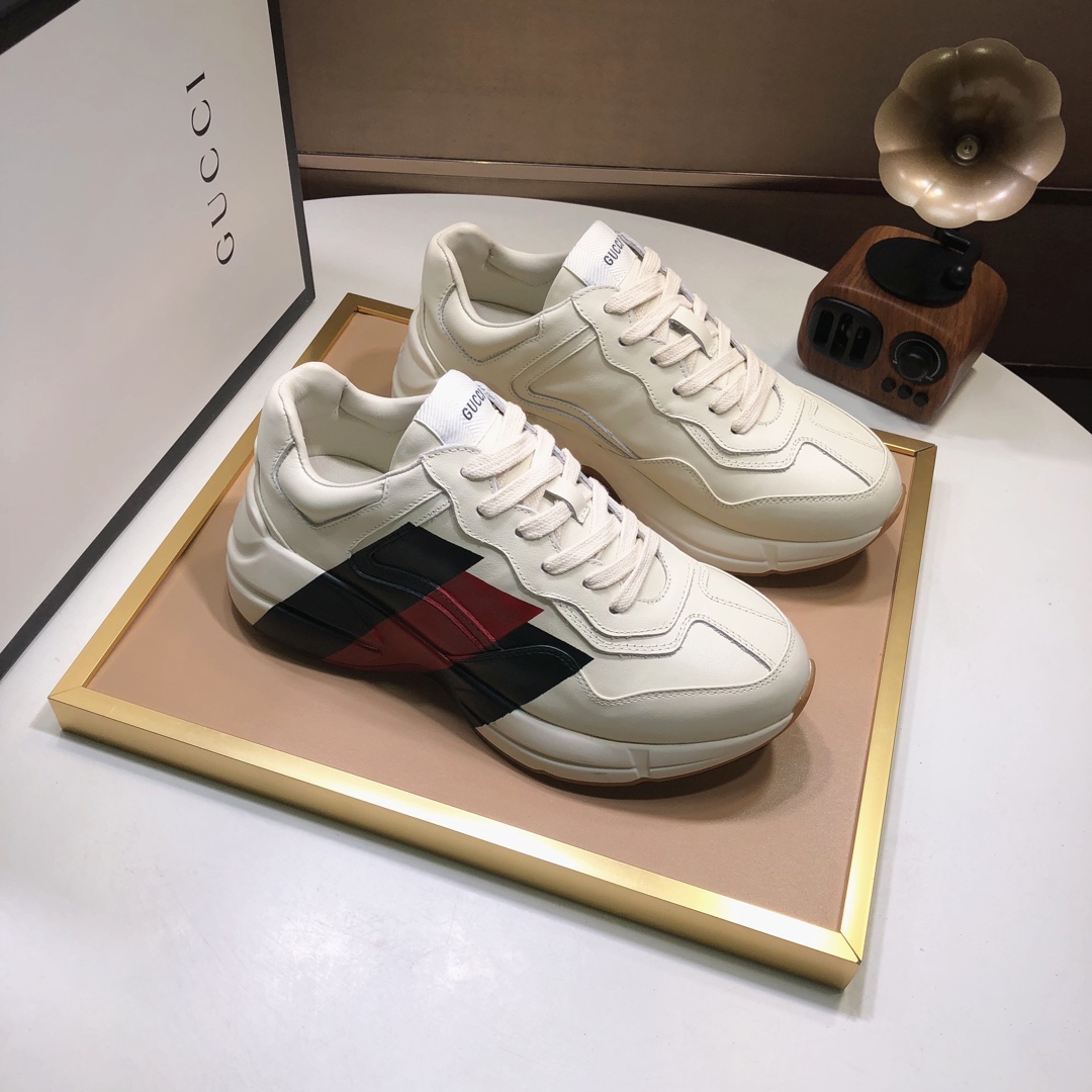 Gucci高仿男鞋 紅綠閃電老爹鞋 奶油白厚底設計經典款|超A仿原單精品圖片 8 Gucci高仿男鞋 紅綠閃電老爹鞋 奶油白厚底設計經典款|歐美奢侈品精品推薦