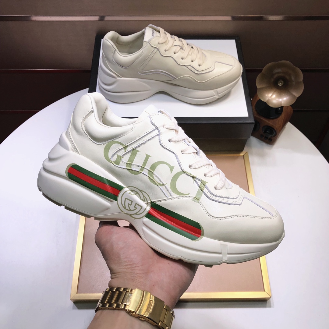 Gucci一比一男款經典綠紅條運動鞋 奶油白復古GG厚底鞋|超A仿原單精品圖片 11 Gucci一比一男款經典綠紅條運動鞋 奶油白復古GG厚底鞋|歐美奢侈品精品推薦