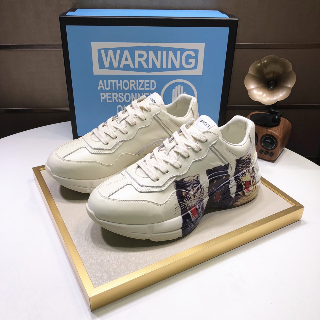 Gucci高仿男士虎頭印花運動鞋 奶油白潮流厚底百搭鞋|超A仿原單精品圖片 11 Gucci高仿男士虎頭印花運動鞋 奶油白潮流厚底百搭鞋|歐美奢侈品精品推薦