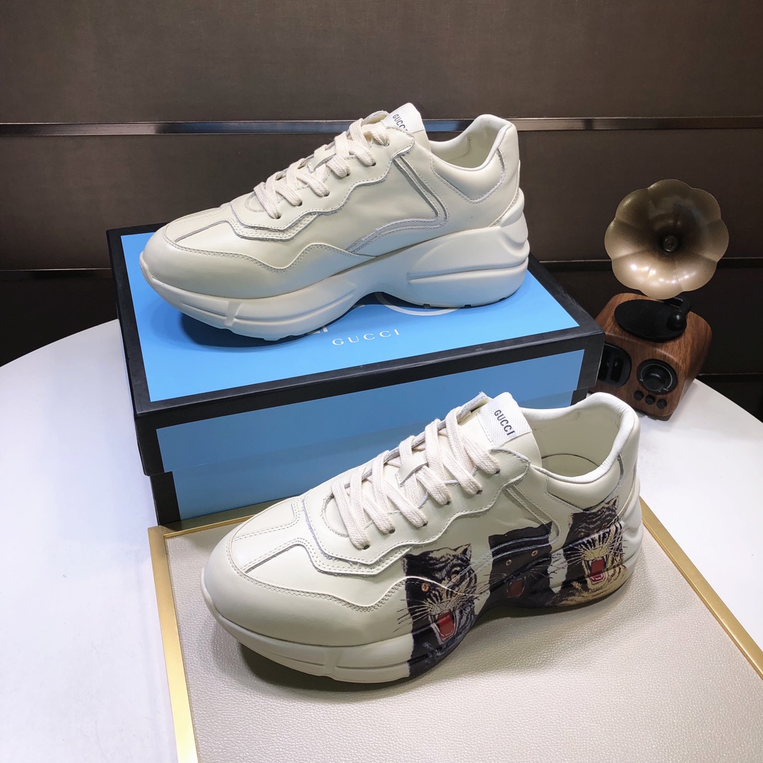 Gucci高仿男士虎頭印花運動鞋 奶油白潮流厚底百搭鞋|超A仿原單精品圖片 9 Gucci高仿男士虎頭印花運動鞋 奶油白潮流厚底百搭鞋|歐美奢侈品精品推薦