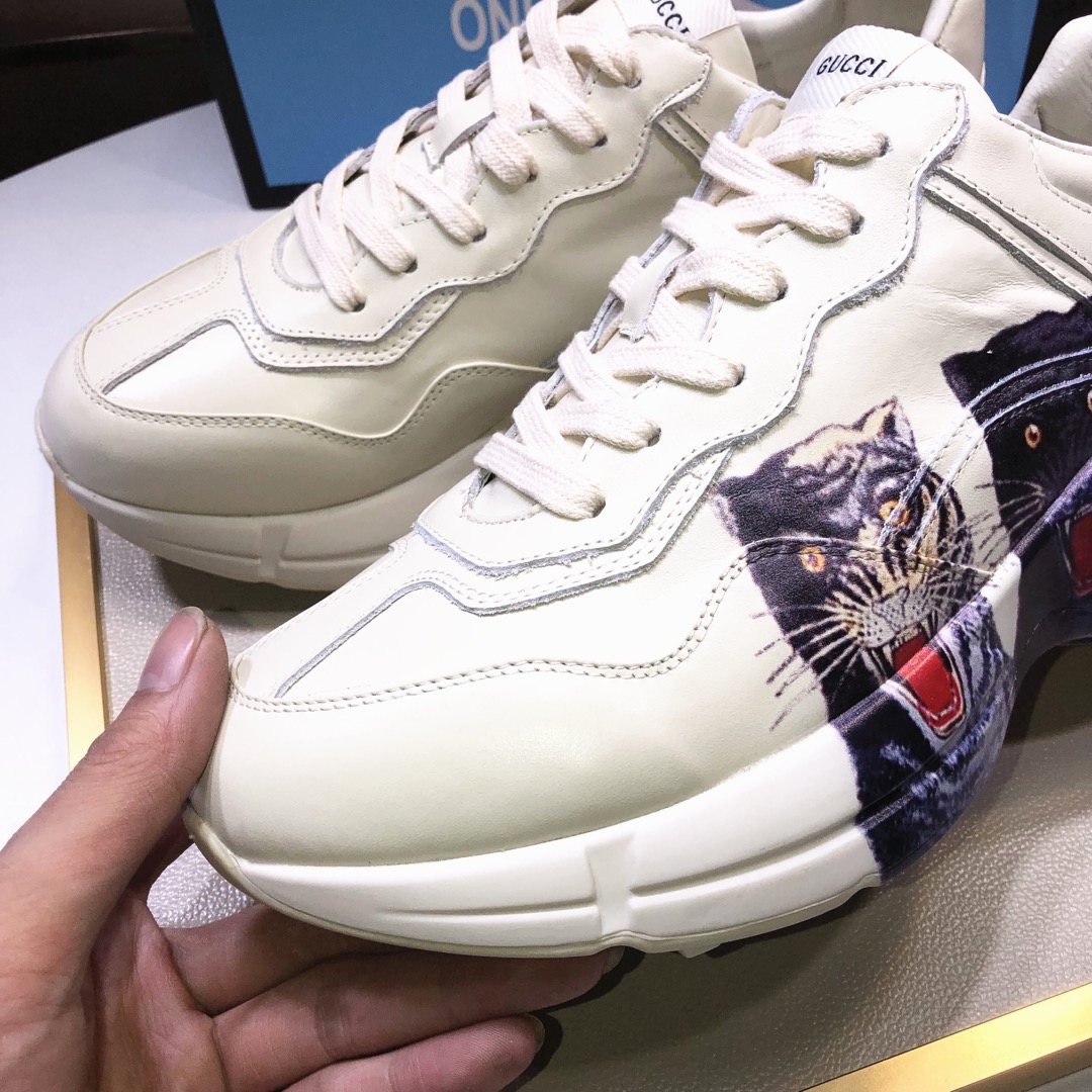 Gucci高仿男士虎頭印花運動鞋 奶油白潮流厚底百搭鞋|超A仿原單精品圖片 7 Gucci高仿男士虎頭印花運動鞋 奶油白潮流厚底百搭鞋|歐美奢侈品精品推薦