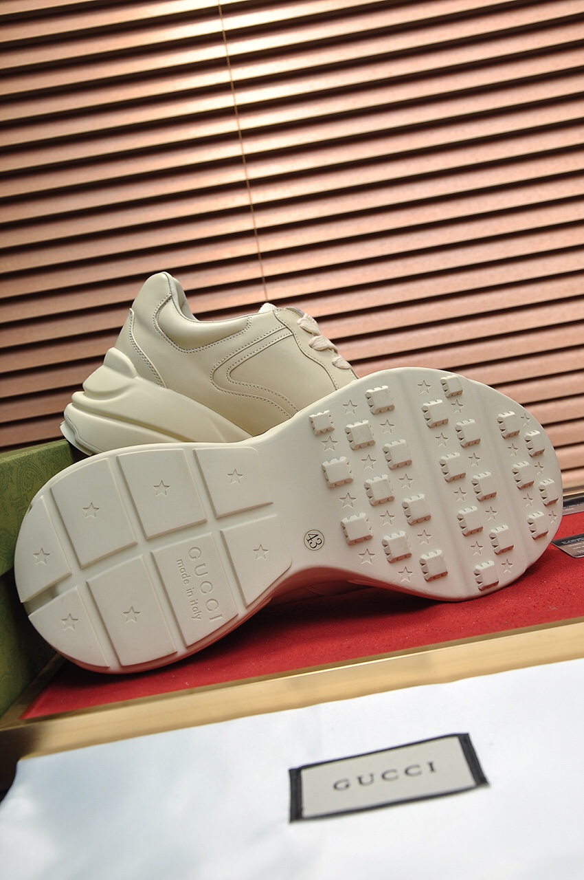 Gucci一比一男鞋 復古文字塗鴉鞋 奶油白厚底藝術潮鞋｜歐美奢侈品精品推薦