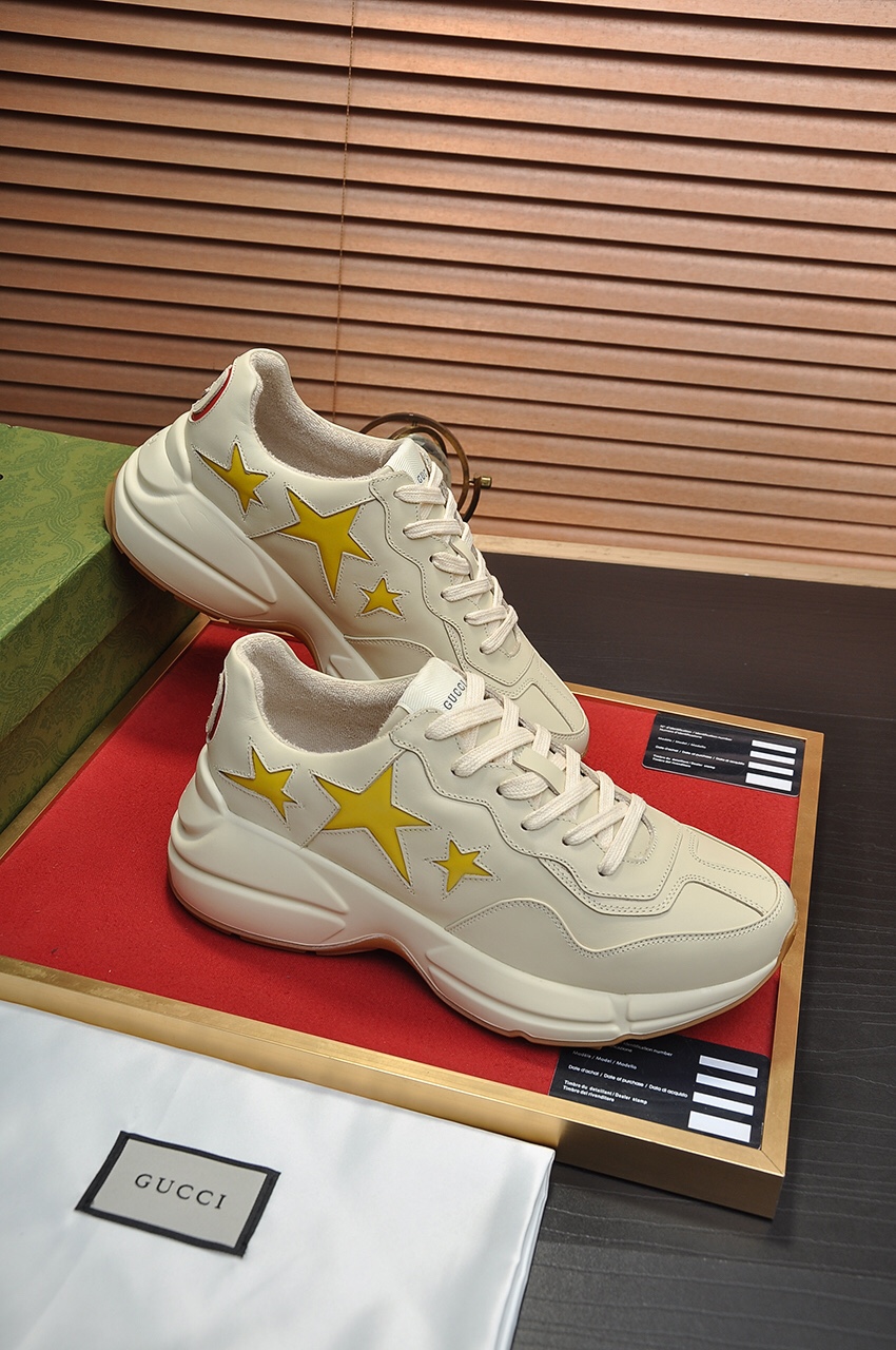 Gucci原單男鞋 黃星星立體拼接設計 奶油厚底潮感男款｜歐美奢侈品精品推薦