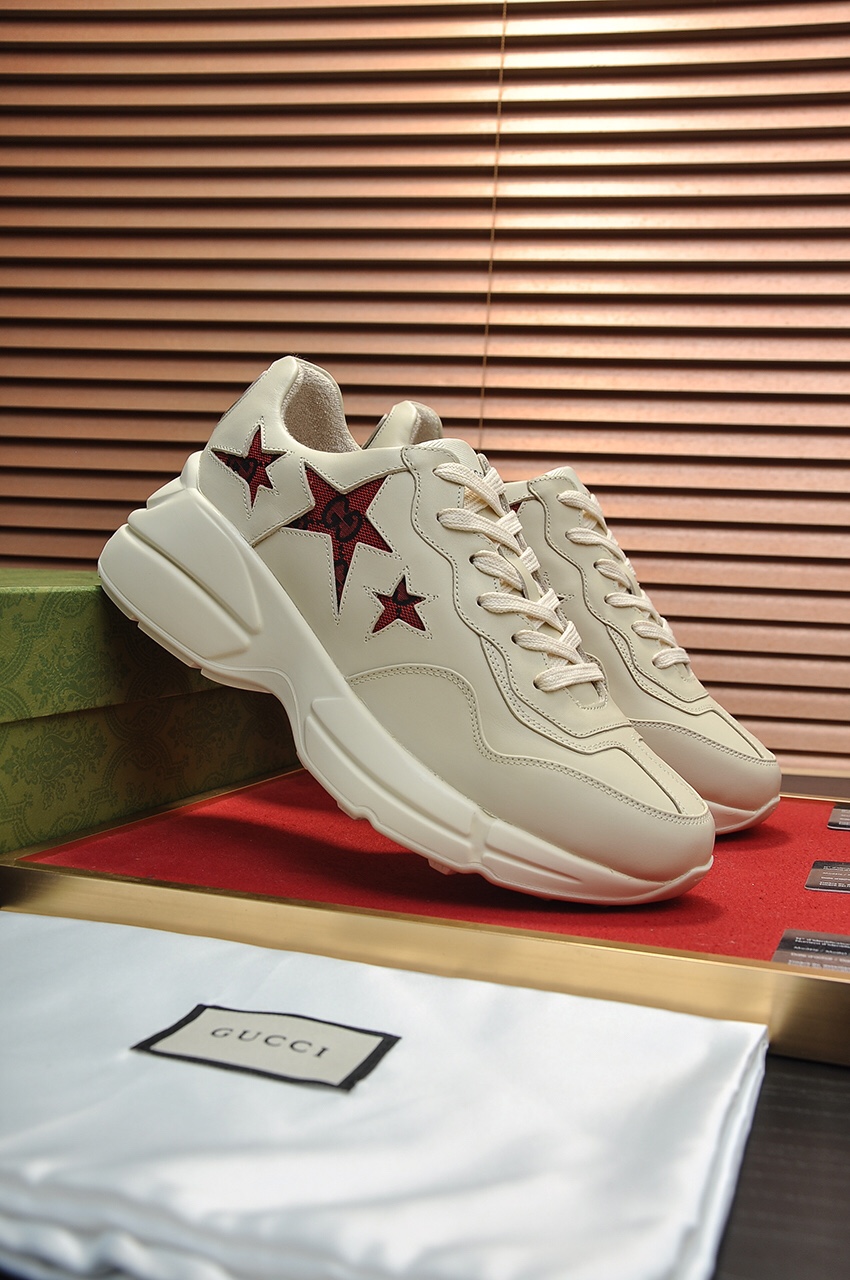 Gucci A貨男鞋 紅星星標誌潮流鞋 奶油白老爹鞋復刻款|超A仿原單精品圖片 13 Gucci A貨男鞋 紅星星標誌潮流鞋 奶油白老爹鞋復刻款|歐美奢侈品精品推薦