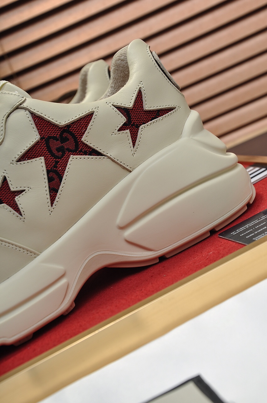 Gucci A貨男鞋 紅星星標誌潮流鞋 奶油白老爹鞋復刻款|超A仿原單精品圖片 8 Gucci A貨男鞋 紅星星標誌潮流鞋 奶油白老爹鞋復刻款|歐美奢侈品精品推薦