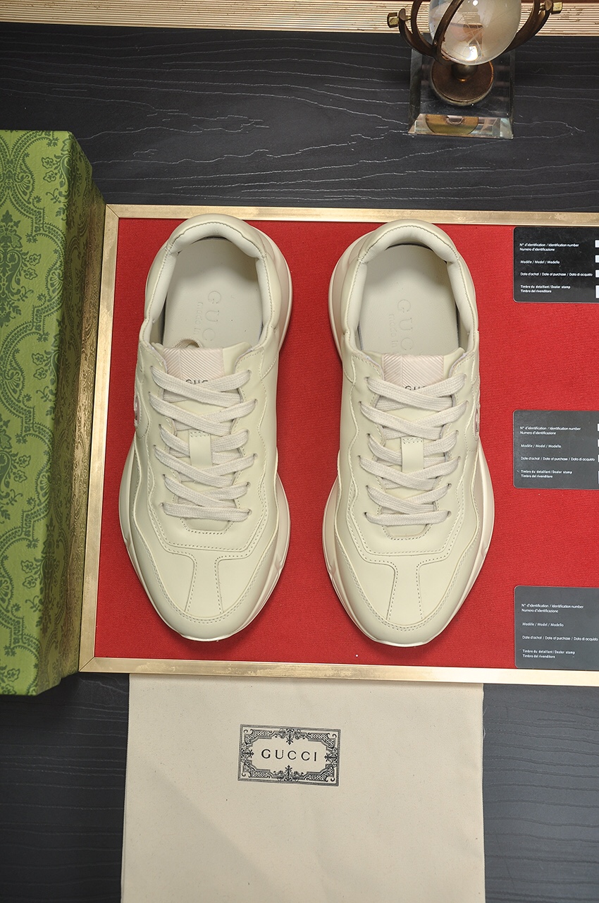 Gucci高仿男鞋 粉紅雙G奶油白老爹鞋 設計簡約人氣鞋款｜歐美奢侈品精品推薦