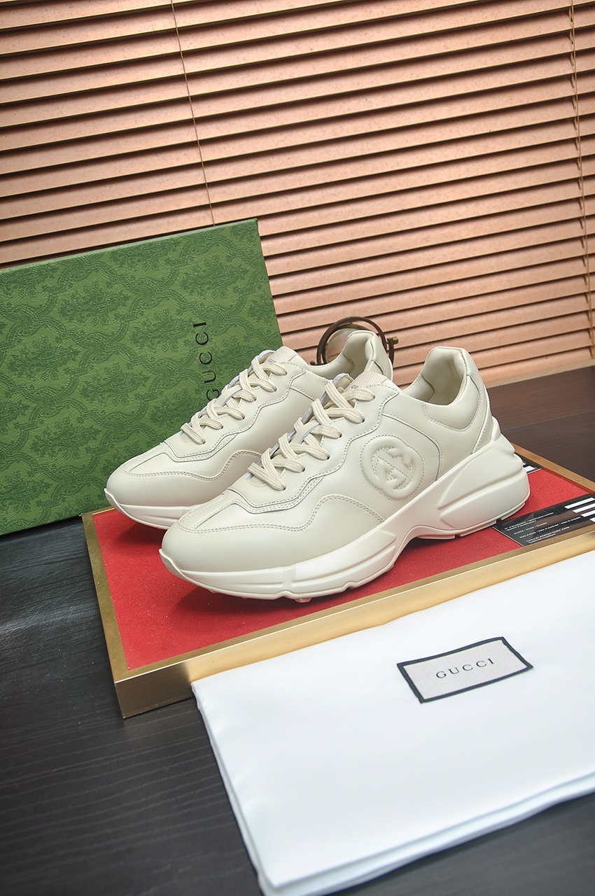 Gucci原單男鞋 奶白雙G浮雕老爹鞋 百搭高質感設計｜歐美奢侈品精品推薦